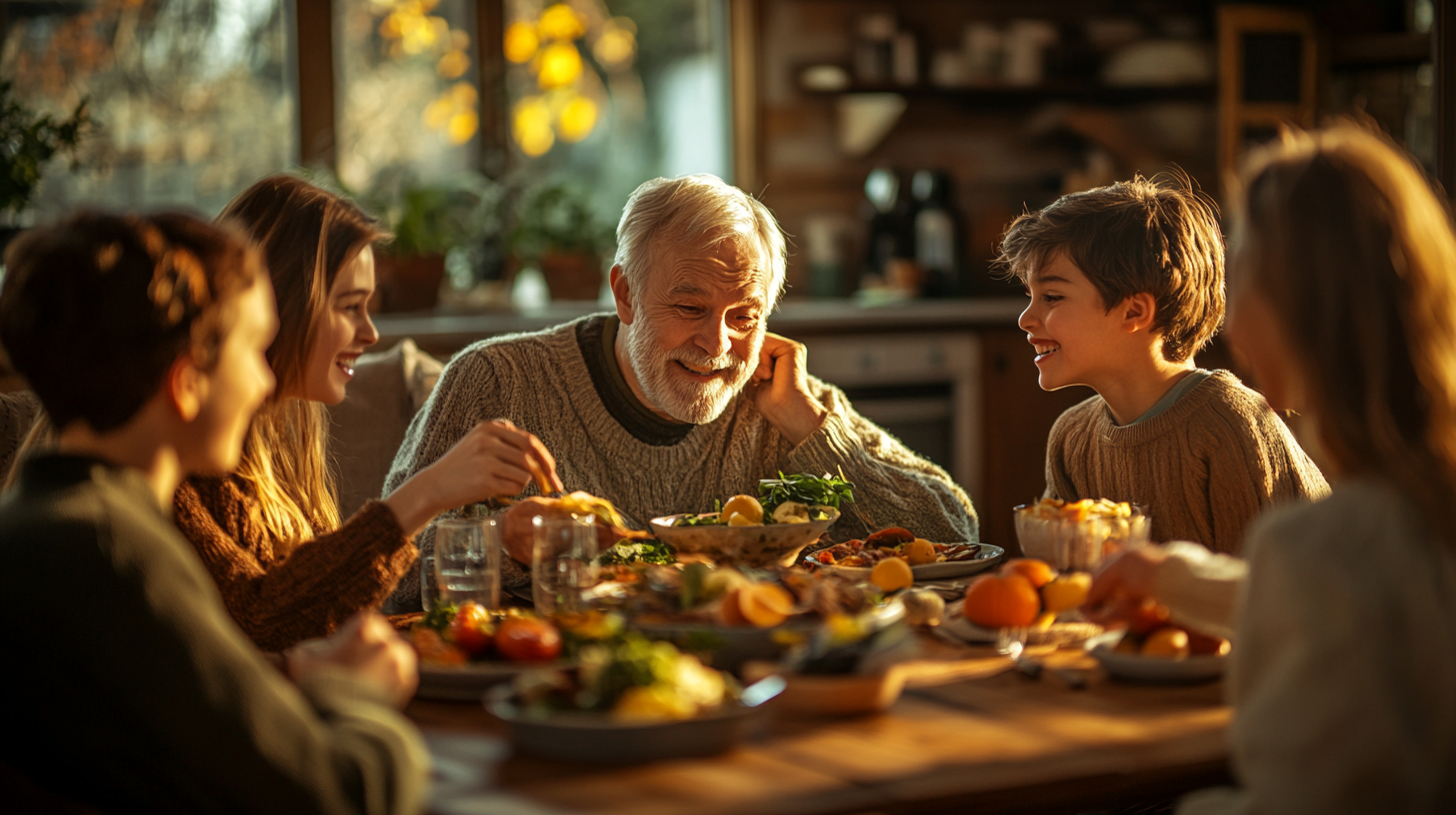Щасливі люди зрілого віку насолоджуються здоровою їжею